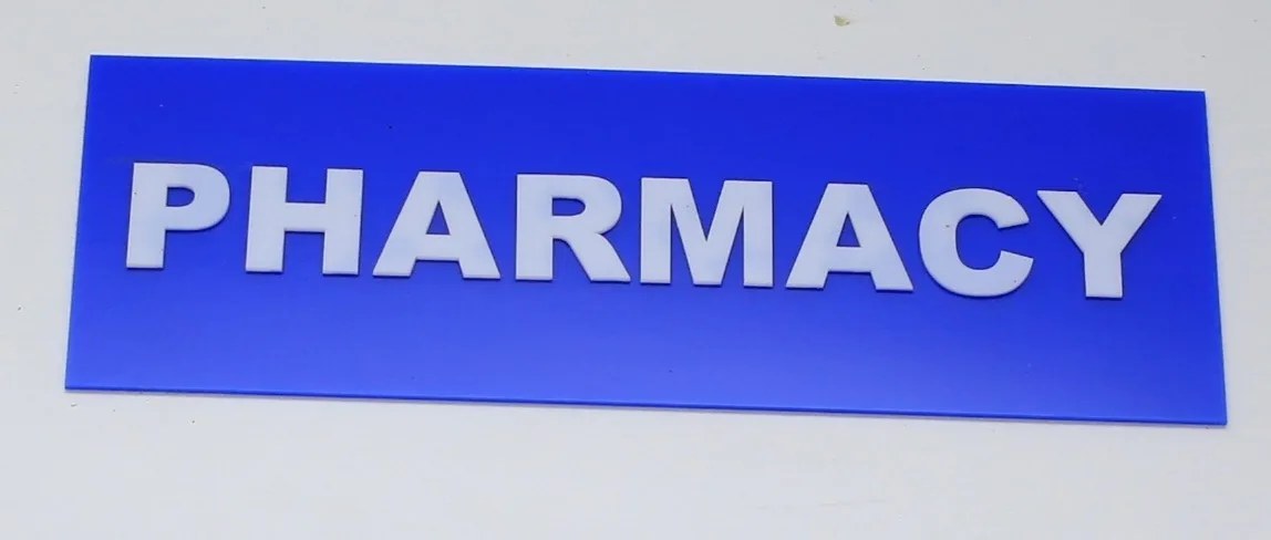 Pharmacy signage at RKA Specialist Hospital