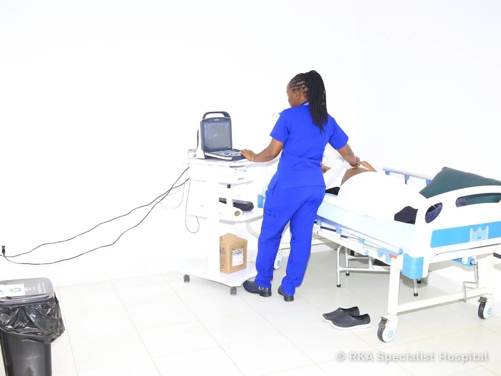 Ultrasound scan in progress at RKA Specialist Hospital