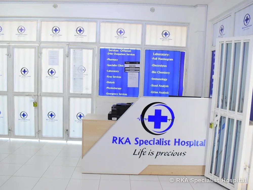 The reception and cash office desk at RKA Specialist Hospital