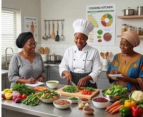 A nutrition education and healthy cooking session