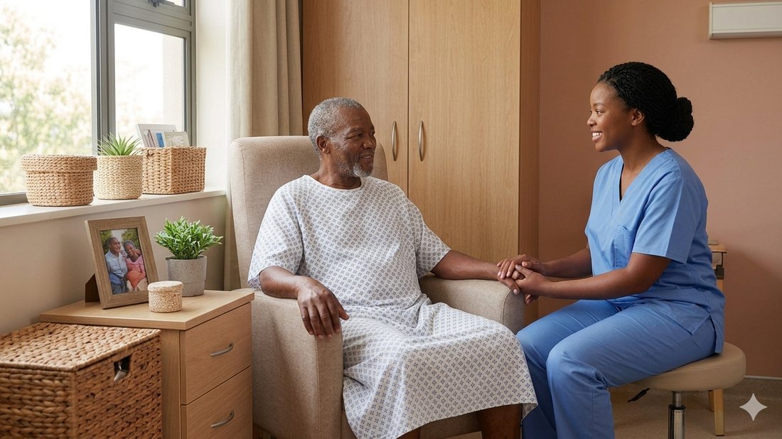 A nurse providing comfort and support to a patient