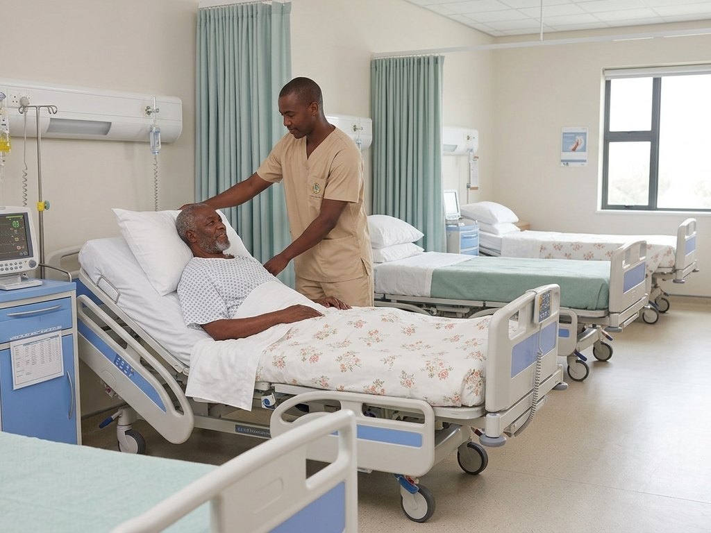 A nurse attending to a patient's comfort